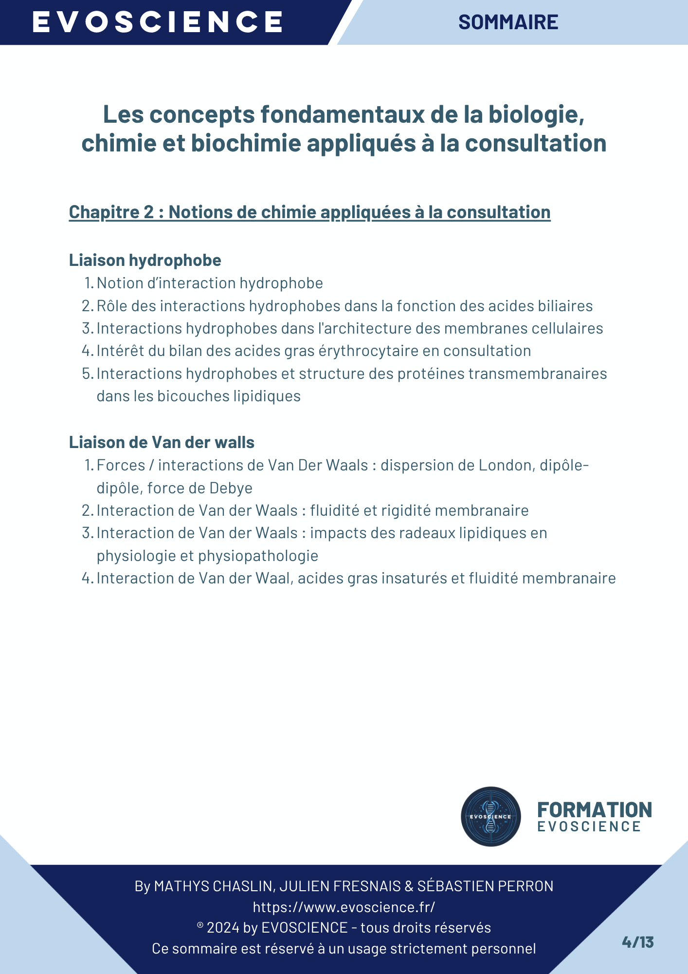 Sommaire chapitre 4