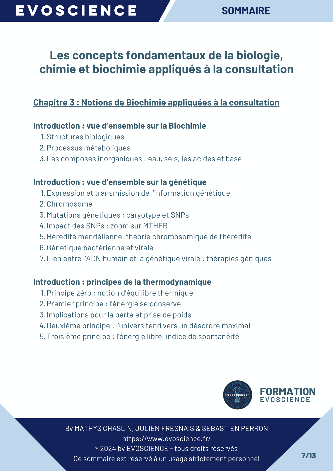 Sommaire chapitre 7