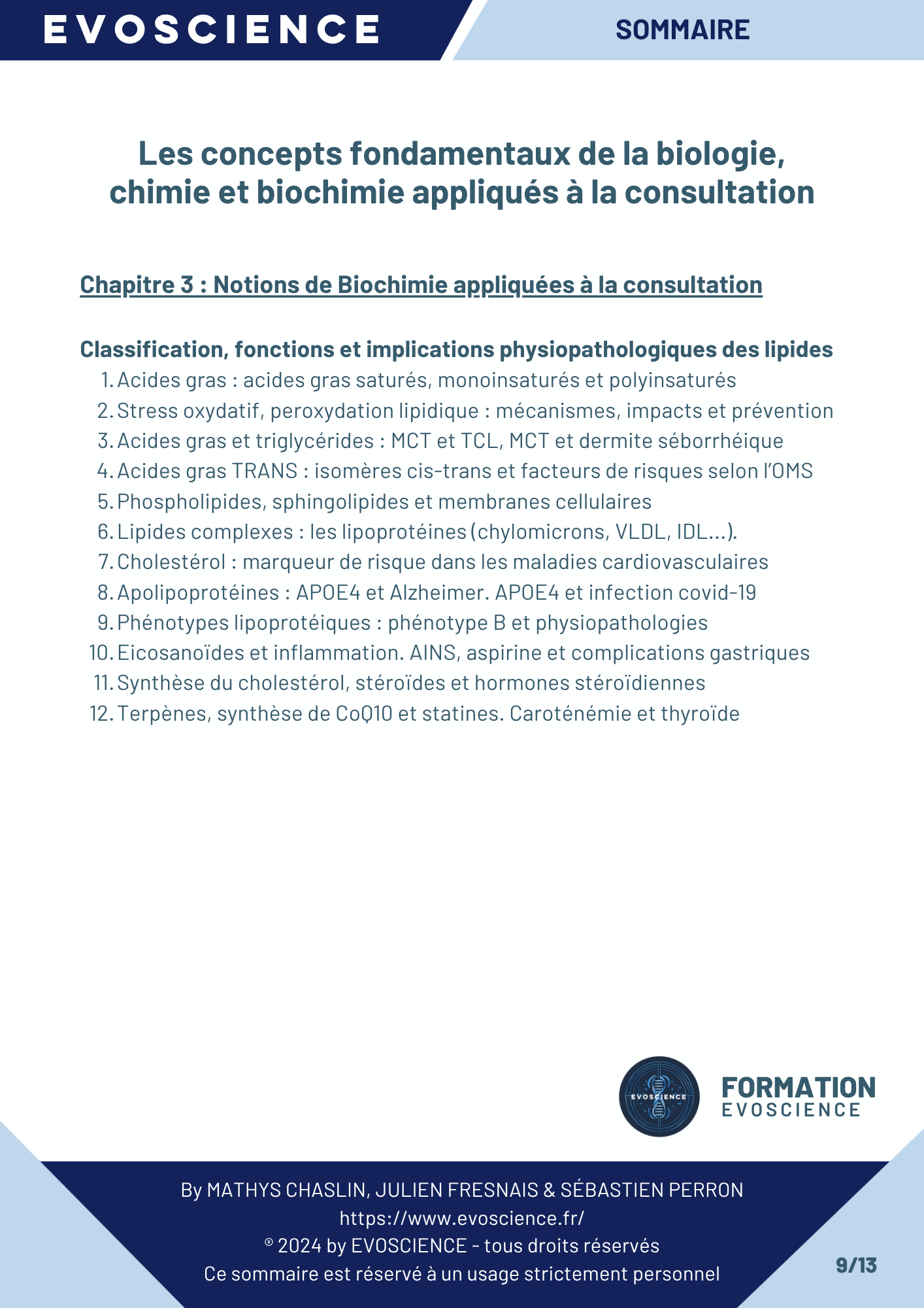 Sommaire chapitre 9