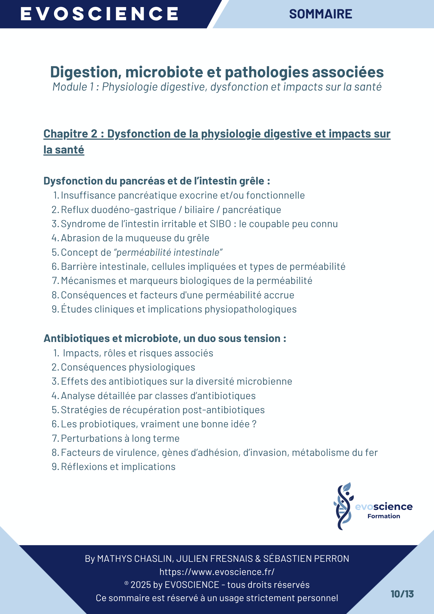 Sommaire chapitre 10