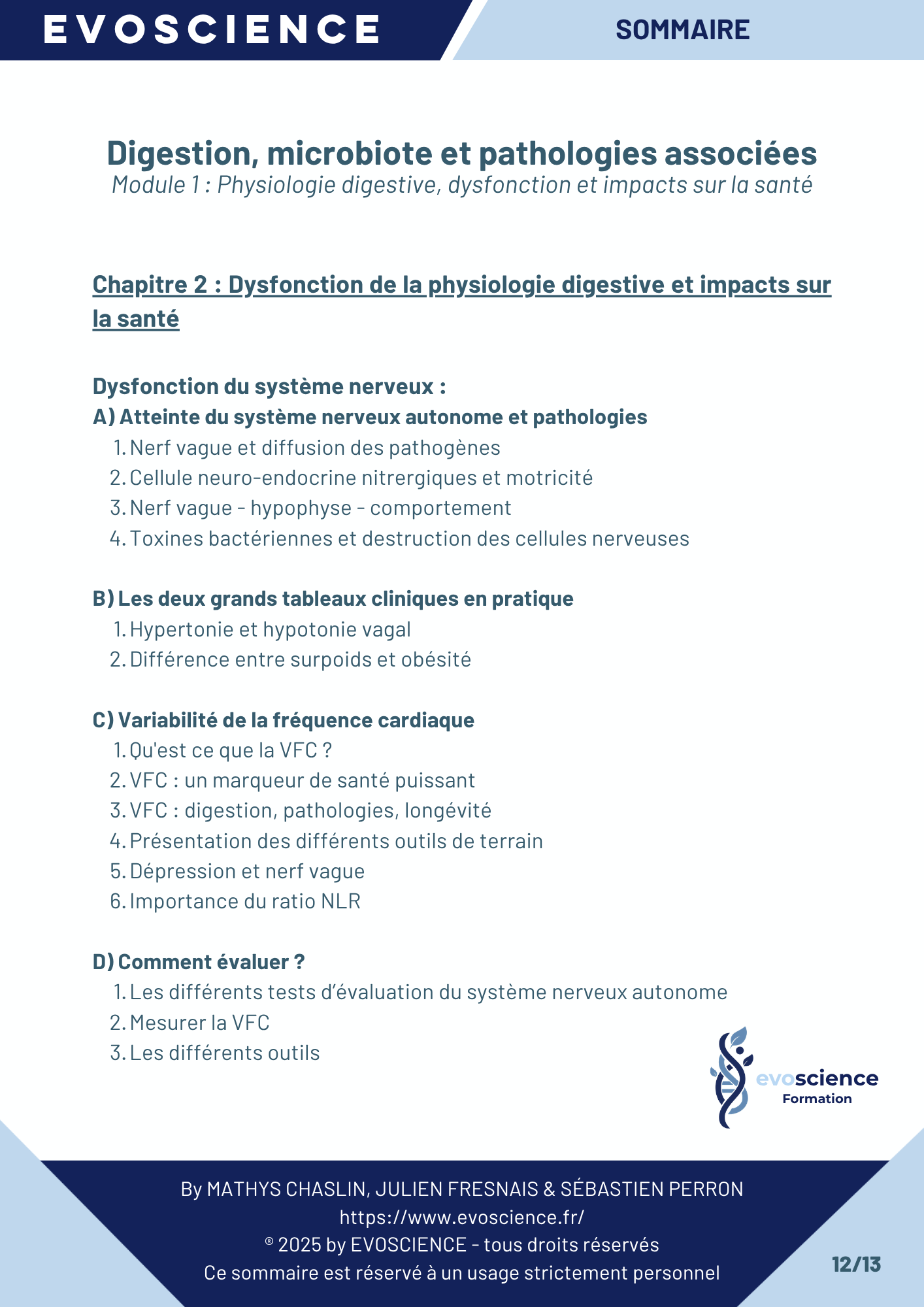 Sommaire chapitre 12