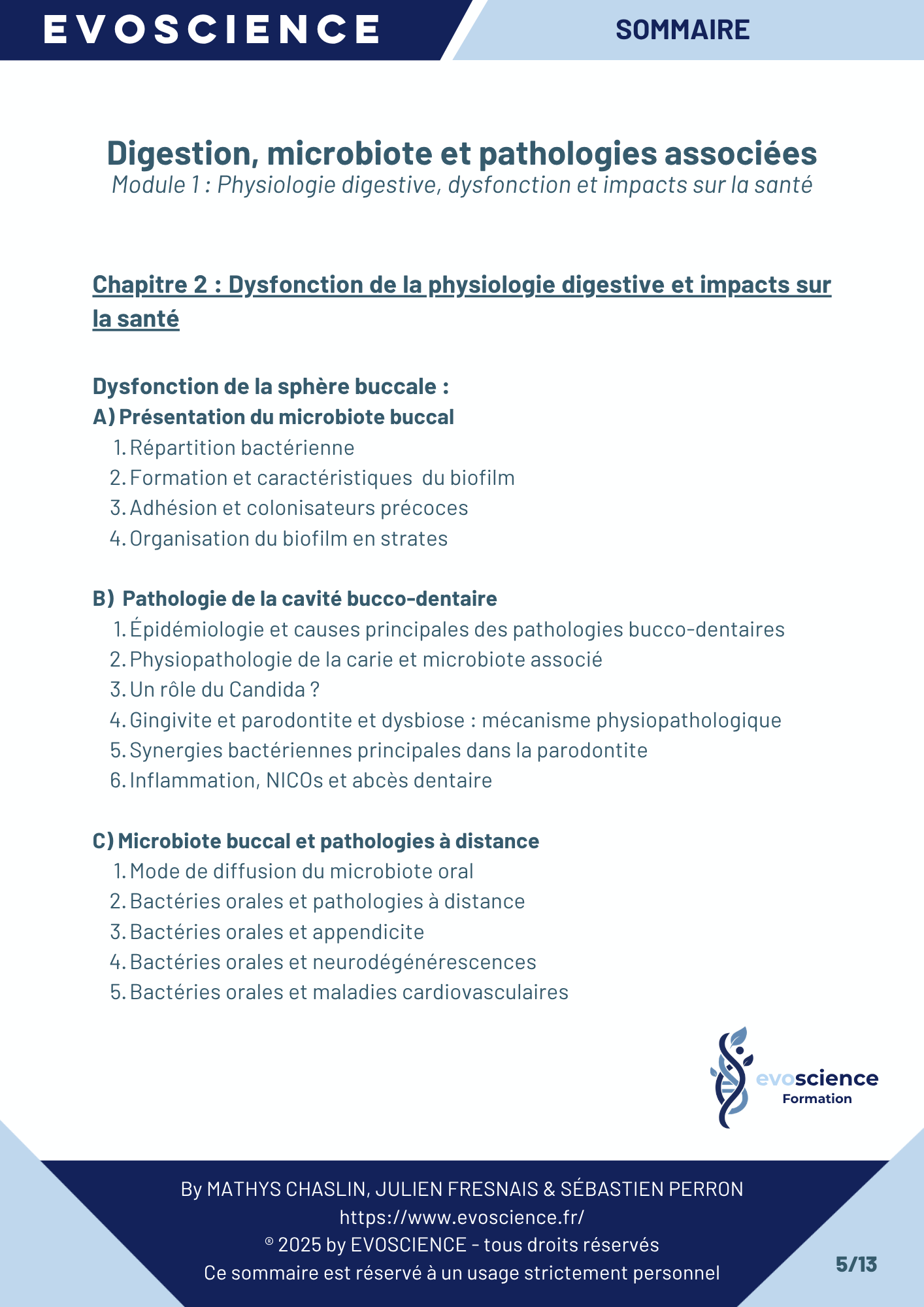 Sommaire chapitre 5