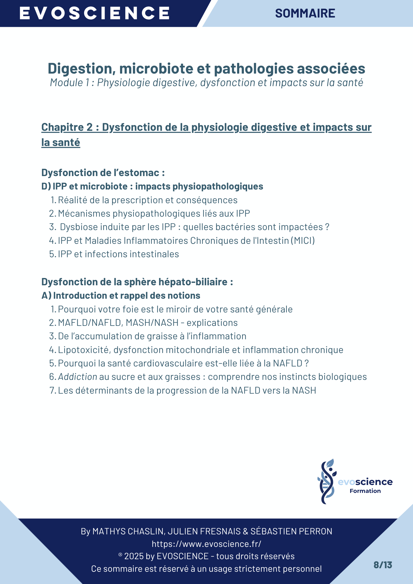 Sommaire chapitre 8